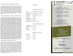 Programma del Concerto - Parrocchia Madonna del Carmine