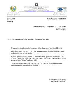 Com.715 Formazione classi Prime e loro sedi a.s.2014