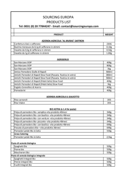 SOURCING EUROPA PRODUCTS LIST