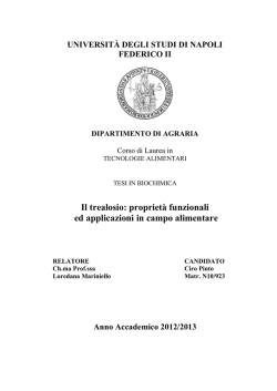 Il trealosio: propriet&agrave; funzionali ed applicazioni in campo alimentare