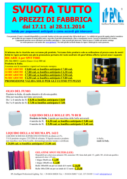 SVUOTA TUTTO A PREZZI DI FABBRICA dal 17.11 al