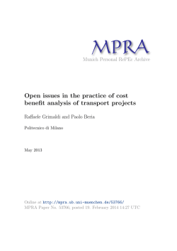 Open issues in the practice of cost benefit analysis of transport projects