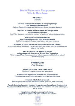 Men&ugrave; Ristorante Piopponero Villa le Maschere