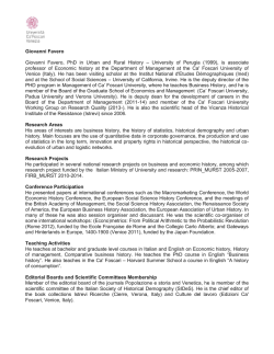 Giovanni Favero Giovanni Favero, PhD in Urban and Rural History