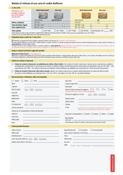 Modulo di richiesta di una carta di credito Raiffeisen