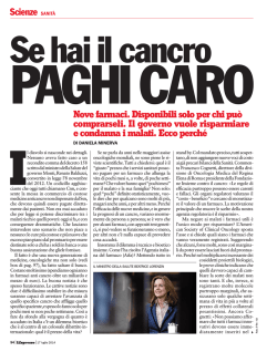 Se hai il cancro paghi caro - Associazione Scienza e Vita