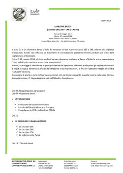 LA NUOVA BASE Y (circolari 285/286 &ndash; CRR / CRD IV) In data 23 e