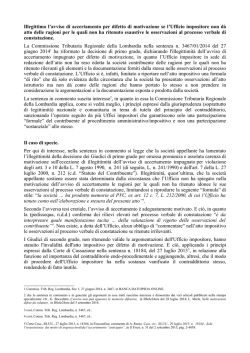 Commento alla sentenza della CTR Lombardia 3467 2014