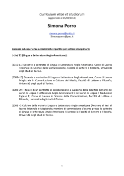 Curriculum vitae - CampusNet - Universit&agrave; degli Studi di Torino