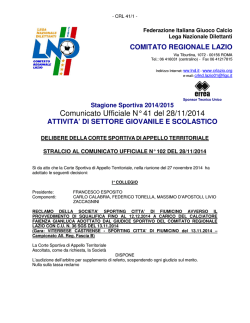 Comunicato Ufficiale N&deg; 41 del 28/11/2014