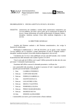 OGGETTO: Ammissione dei candidati e nomina della commissione