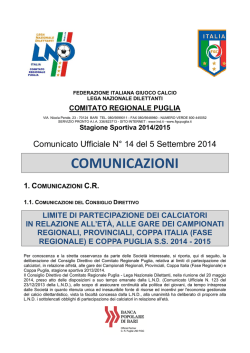Comunicato Ufficiale n. 14
