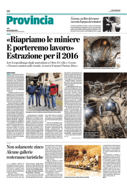 Riapertura delle miniere di Oltre il Colle e Gorno