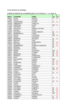 Corso di laurea in sociologia ESERCITAZIONE DI ANTROPOLOGIA