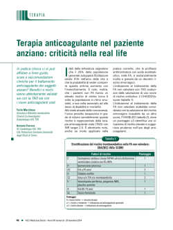 Terapia anticoagulante nel paziente anziano: criticit&agrave; nella real life