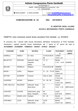 Orario ricevimento docenti