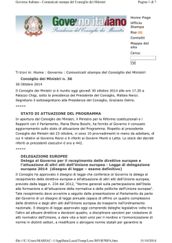 Il comunicato della Presidenza del Consiglio dei