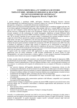 CONCLUSIONI DELLA 51a GIORNATA DI STUDIO &ldquo;IMPIANTI MBR