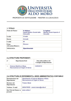 proposta di istituzione - Universit&agrave; degli Studi di Bari