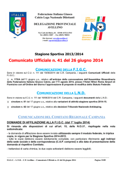 Stagione Sportiva 2013/2014 Comunicato Ufficiale n