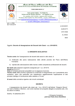 Assegnazione docenti alle classi - decreto