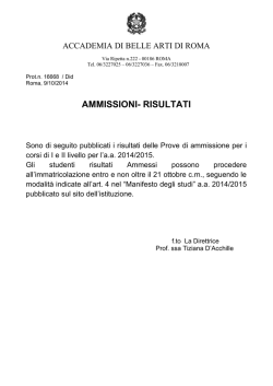 AMMISSIONI- RISULTATI - Accademia di Belle Arti di Roma