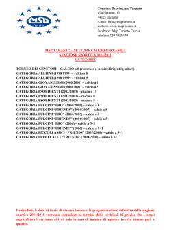 elenco tornei calcio giovanile e domanda di iscrizione