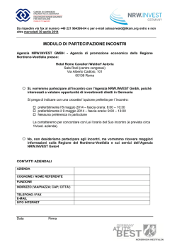 MODULO DI PARTECIPAZIONE INCONTRI