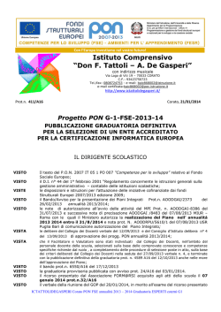 Scarica la graduatoria definitiva - Istituto Comprensivo Tattoli De