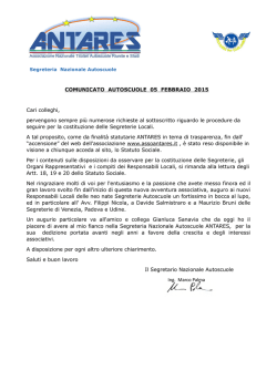COMUNICATO AUTOSCUOLE 05 FEBBRAIO 2015 Cari