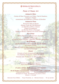 Menu di Pasqua - Ristorante Croce di Malta