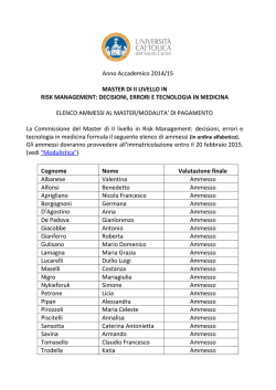 Elenco ammessi - ALTEMS - Universit&agrave; Cattolica del Sacro Cuore