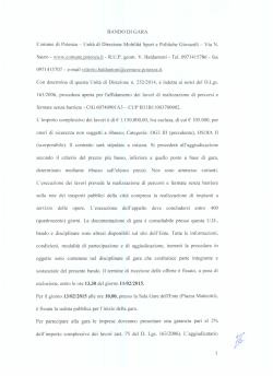 BANDO DI GARA Comune di Potenza - Unità di Direzione Mobilità