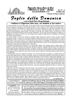 Foglio della Domenica - Parrocchia Sacro Cuore di Ges&ugrave; e