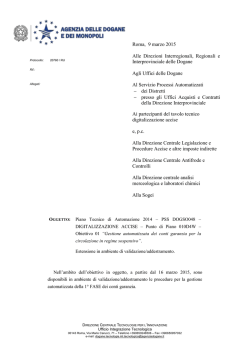 Nota Agenzia delle Dogane prot. n. 20760 / RU del 9