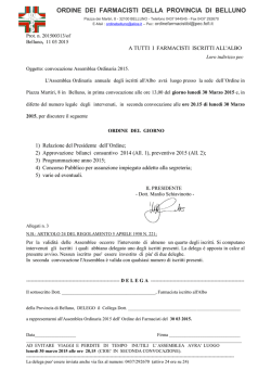 Convocazione Assemblea Ordine Farmacisti Belluno 2015