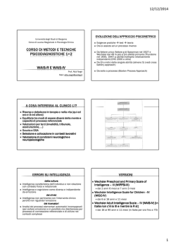 Corso di Metodi e Tecniche - WAIS-R e WAIS-IV