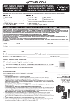 ACQUISTA UN VOICELIVE 3 - RICEVI GRATIS UNA