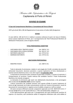 Esami Titoli Professionali Marittimi Sessione di Ottobre 2014