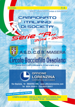 ecco il calendario degli incontri.