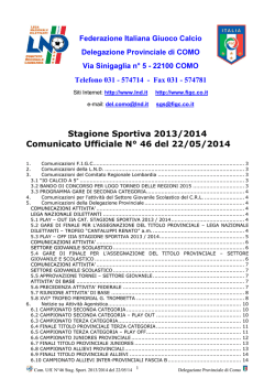 COMUNICATO n.46 del 22/05/2014