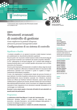 Strumenti avanzati di controllo di gestione