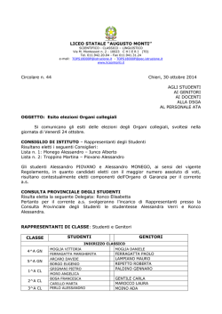 Circ. n. 44 del 30 ottobre 2014 - Esito elezioni Organi collegiali
