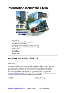 Informationsschrift f&uuml;r Eltern