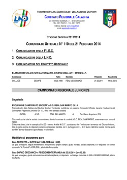 Comunicato Ufficiale n. 110 del 21 Febbraio 2014