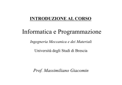 Introduzione al corso - Universit&agrave; degli Studi di Brescia