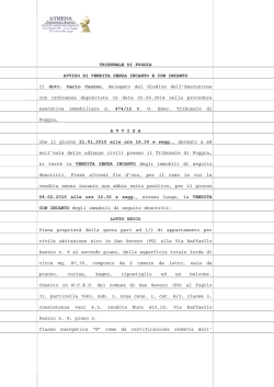 TRIBUNALE DI FOGGIA AVVISO DI VENDITA SENZA INCANTO E