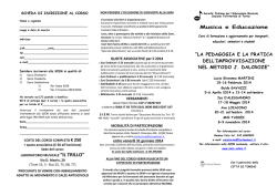 ! Musica e Educazione &rdquo;LA PEDAGOGIA E LA PRATICA DELL