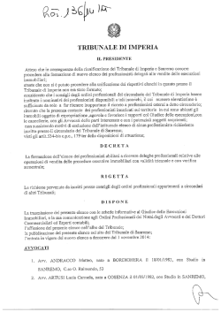Elenco dei delegati agli incanti - Ordine degli Avvocati di Sanremo