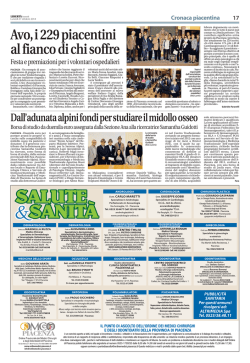 Avo,i 229 piacentini al fianco di chi soffre
